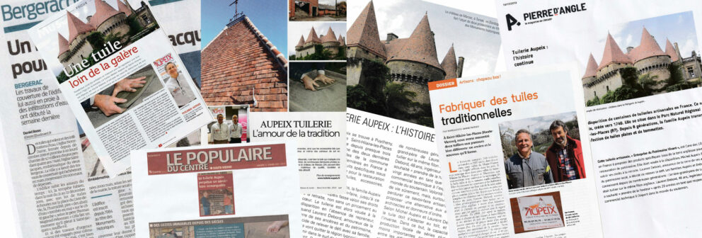 Vues d'articles et magazines au sujet de la tuilerie artisanale Aupeix